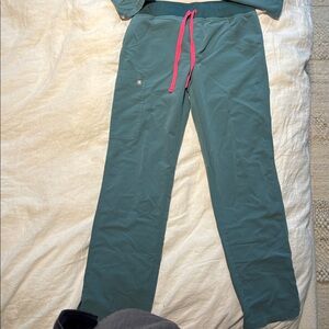 Figs Teal Scrub Top and Bottom SET